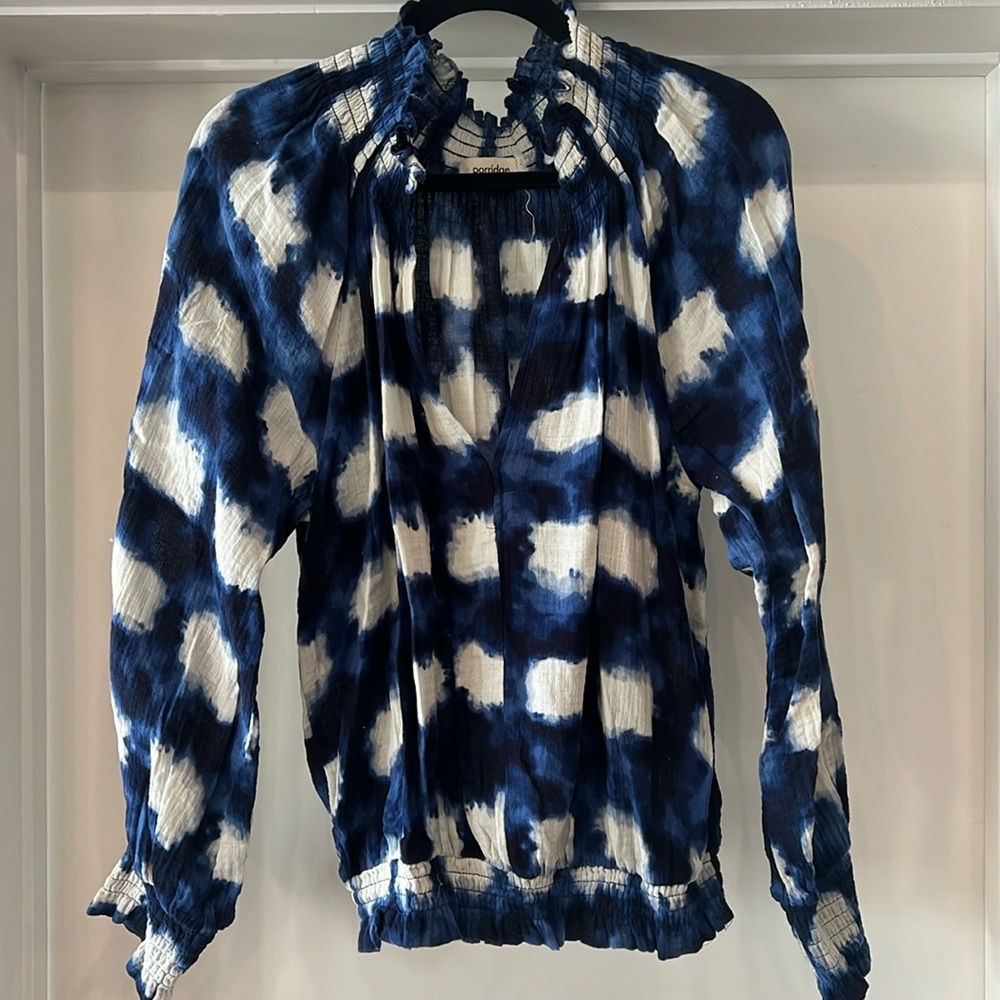 Porridge Blue Tie-Dye Blouse, Anthropologie, Large